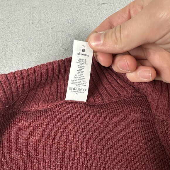 Lululemon Call Me Cozy Wrap Women’s OS Red Cotton Yak Blend Full‎ Zip Sweater - Picture 10 of 16
